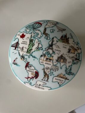 Tiffany & Co. White Ceramic Round Dish with Black Logo